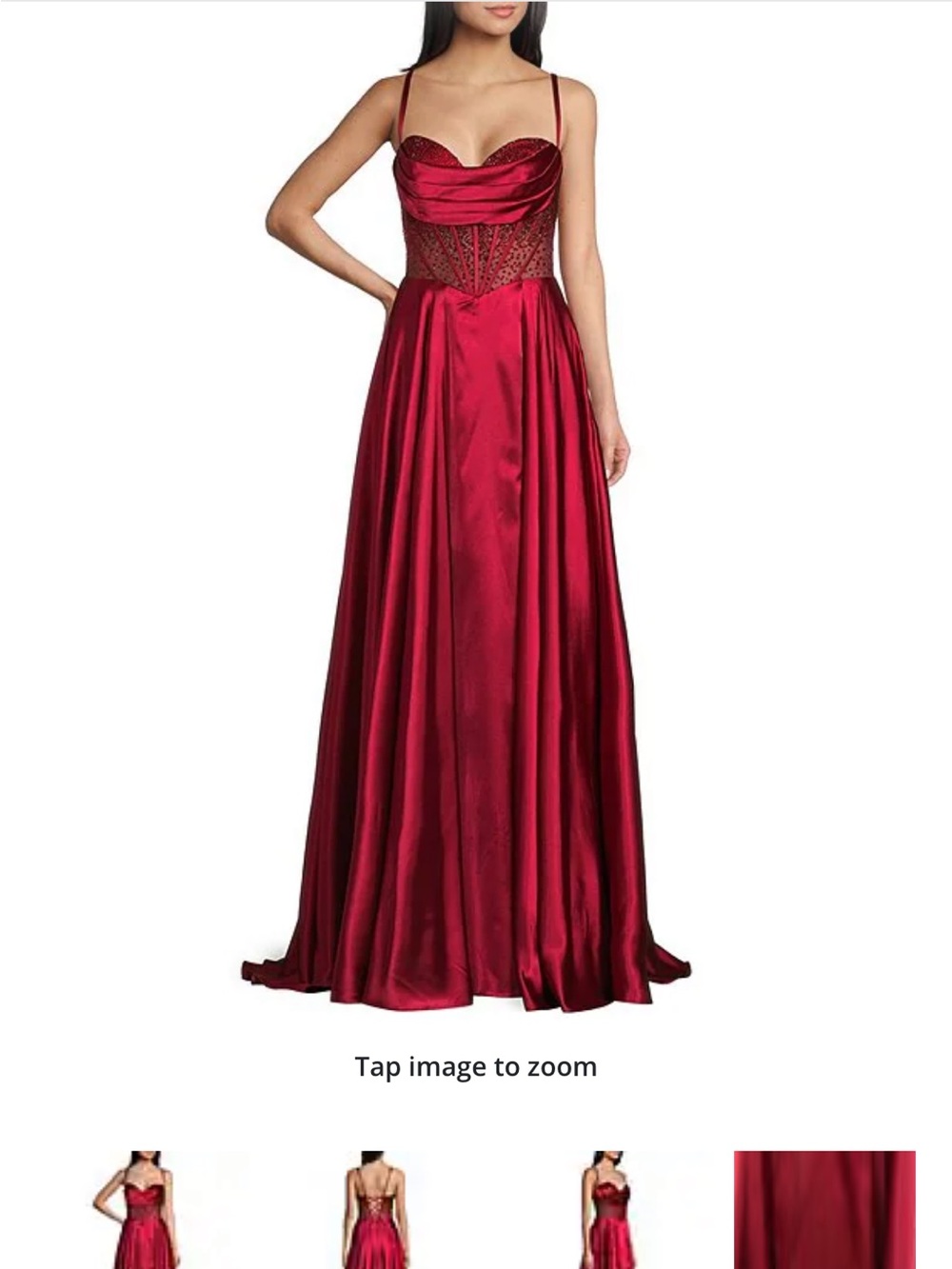 Elegant Red Satin Prom Dress with Corset Bodice